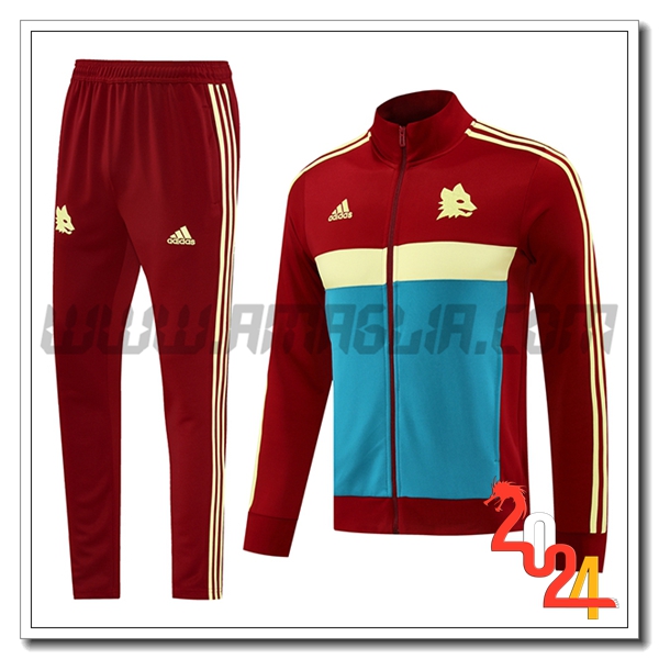 Tuta Allenamento Giacca AS Roma Rosso/Blu/Giallo 2024 2025