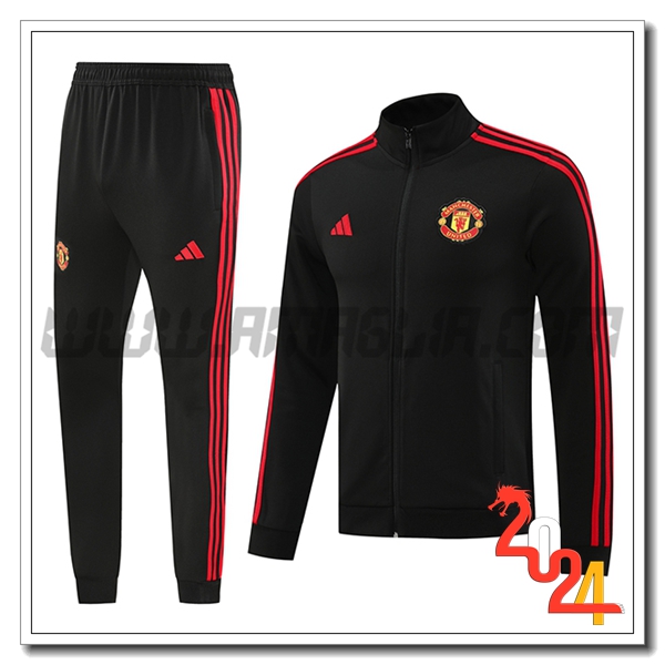 Tuta Allenamento Giacca Manchester United Nero/Rosso 2024 2025