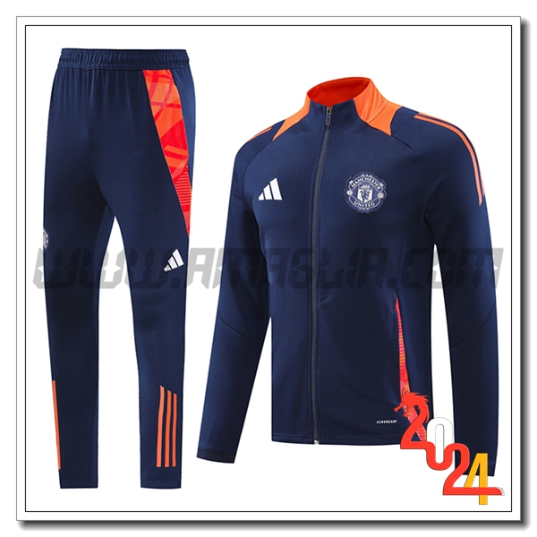 Tuta Allenamento Giacca Manchester United Blu Reale 2024 2025