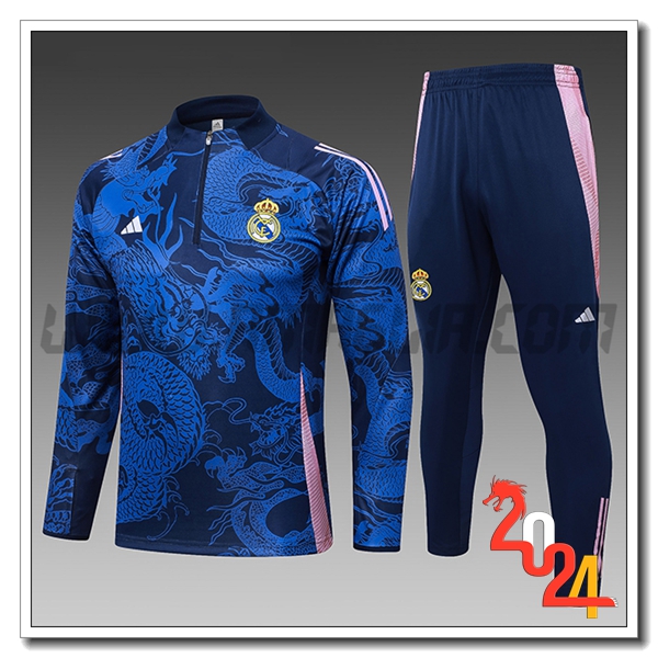 Tuta Allenamento Real Madrid Bambino Blu/Rosa 2024 2025