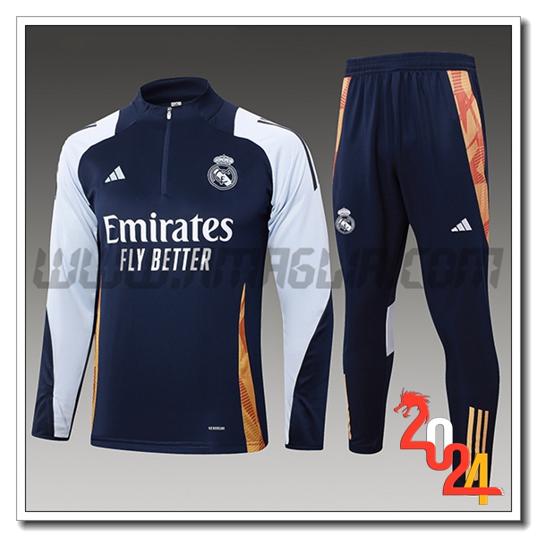 Tuta Allenamento Real Madrid Bambino Blu/Arancia 2024 2025
