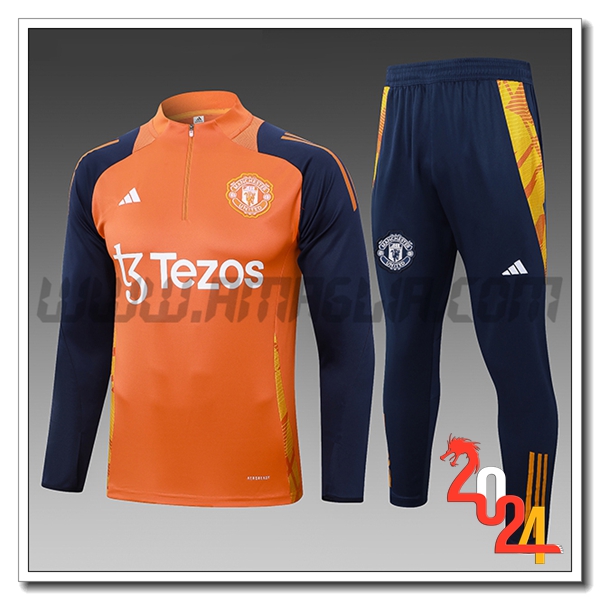 Tuta Allenamento Manchester United Bambino Arancia/viola 2024 2025