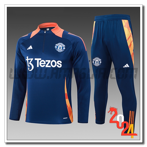 Tuta Allenamento Manchester United Bambino viola/Arancia 2024 2025