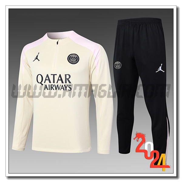 Tuta Allenamento PSG Bambino Beige/Rosa 2024 2025