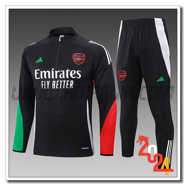 Tuta Allenamento Arsenal Bambino Nero/Verde/Rosso 2024 2025 -02