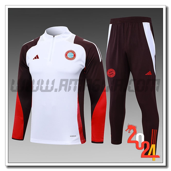 Tuta Allenamento Bayern Monaco Bambino Bianco/Marrone/Rosso 2024 2025