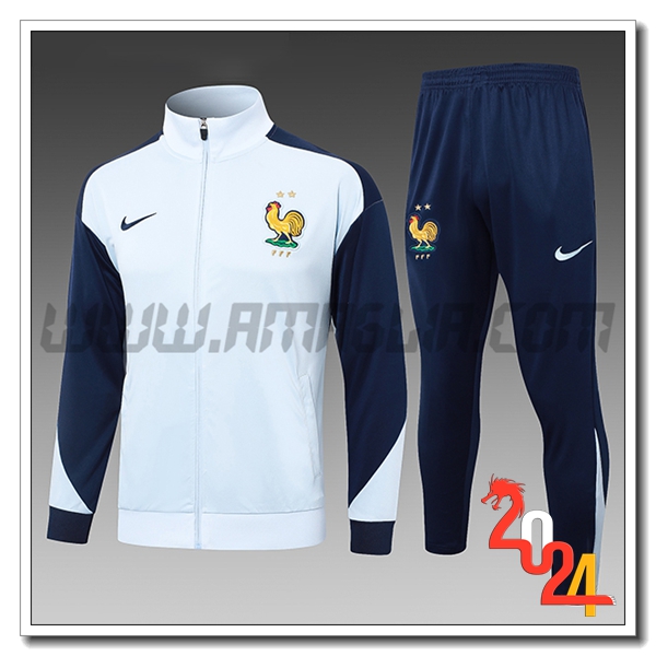 Tuta Allenamento Francia Bambino Bianco/Blu 2024 2025