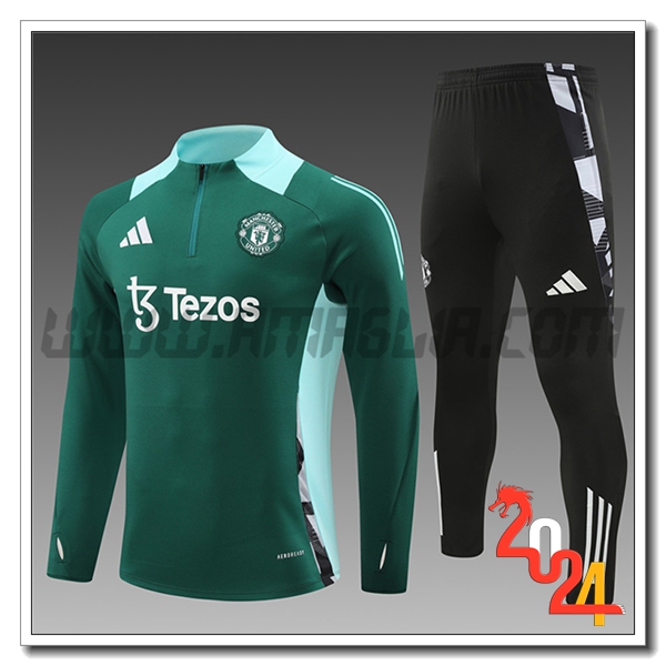 Tuta Allenamento Manchester United Bambino Verde/Blu 2024 2025