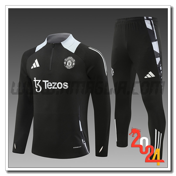 Tuta Allenamento Manchester United Bambino Nero/Grigio 2024 2025 -02
