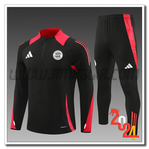 Tuta Allenamento Bayern Monaco Bambino Nero/Rosso 2024 2025