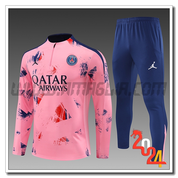 Tuta Allenamento PSG Bambino Rosa/Blu 2024 2025