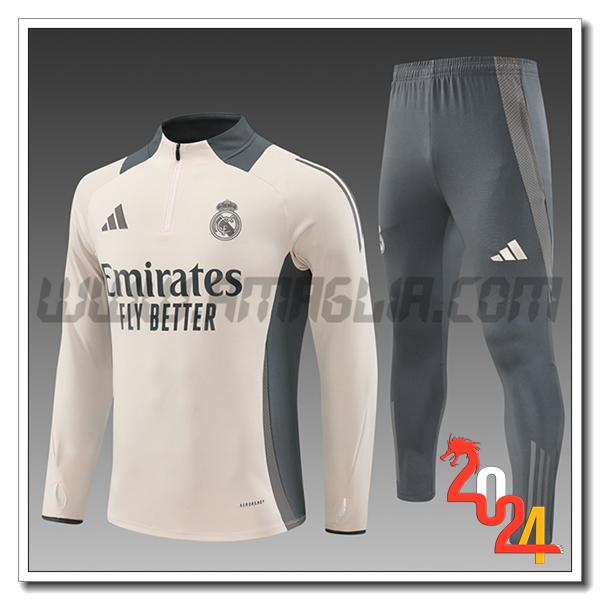 Tuta Allenamento Real Madrid Bambino Beige/Grigio 2024 2025