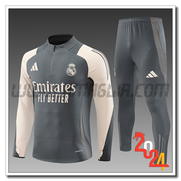 Tuta Allenamento Real Madrid Bambino Grigio/Beige 2024 2025