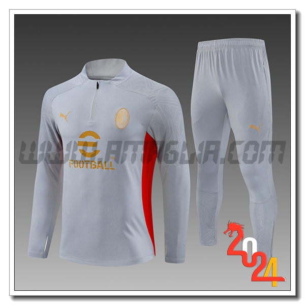 Tuta Allenamento AC Milan Bambino Grigio/Rosso 2024 2025