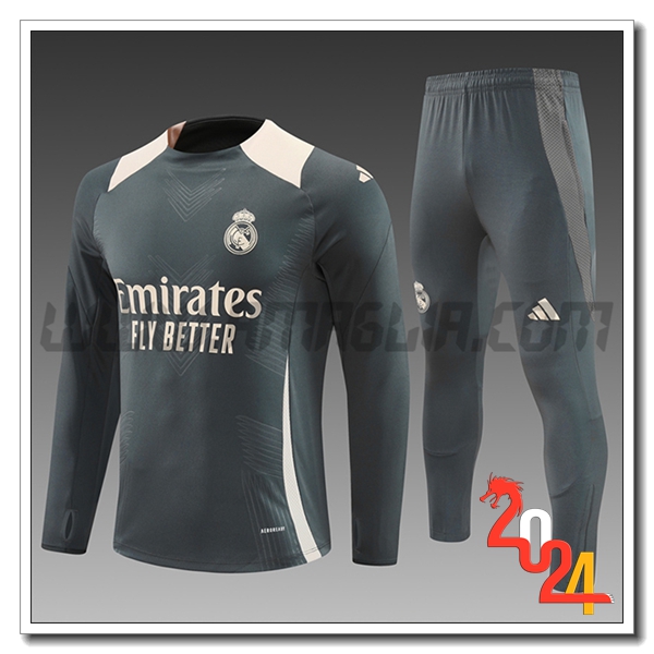 Tuta Allenamento Real Madrid Bambino Grigio/Beige 2024 2025 -02