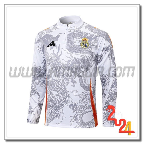 Felpa Allenamento Real Madrid Bianco/Grigio 2024 2025 -02