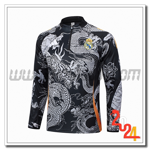 Felpa Allenamento Real Madrid Nero/Grigio/Arancia 2024 2025