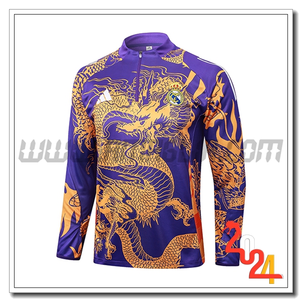 Felpa Allenamento Real Madrid viola/Giallo 2024 2025 -02