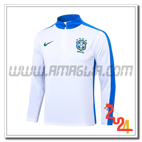 Felpa Allenamento Brasile Bianco/Blu 2024 2025