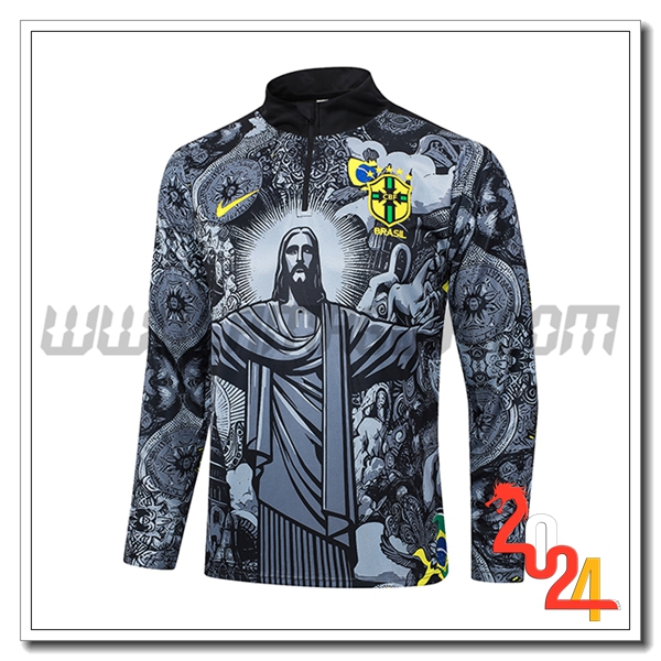 Felpa Allenamento Brasile Nero/Grigio 2024 2025