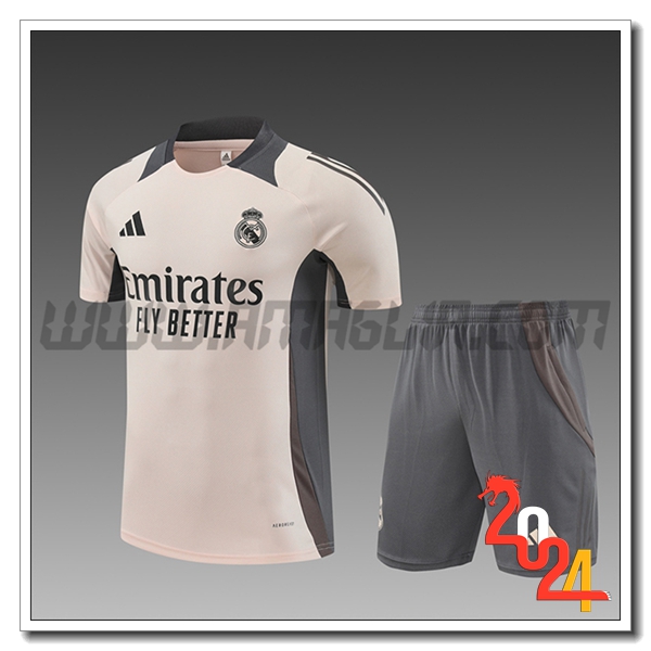 Kit Maglia Allenamento Real Madrid Bambino Beige/Grigio 2024 2025