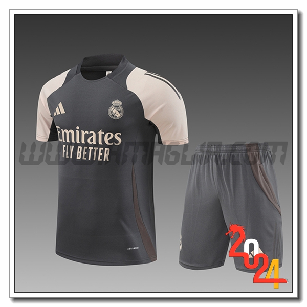 Kit Maglia Allenamento Real Madrid Bambino Grigio/Beige 2024 2025