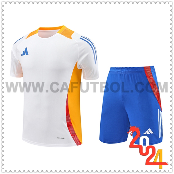 Kit Maglia Allenamento Adidas Bianco/Arancia 2024 2025