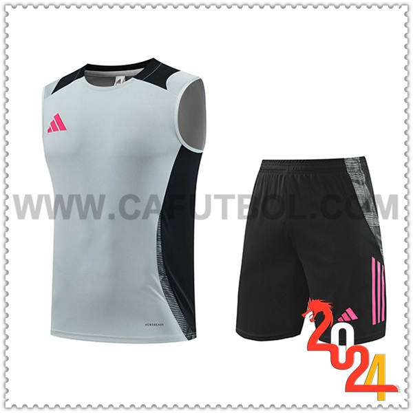 Kit Canotta Allenamento Adidas Grigio/Nero/Rosa 2024 2025