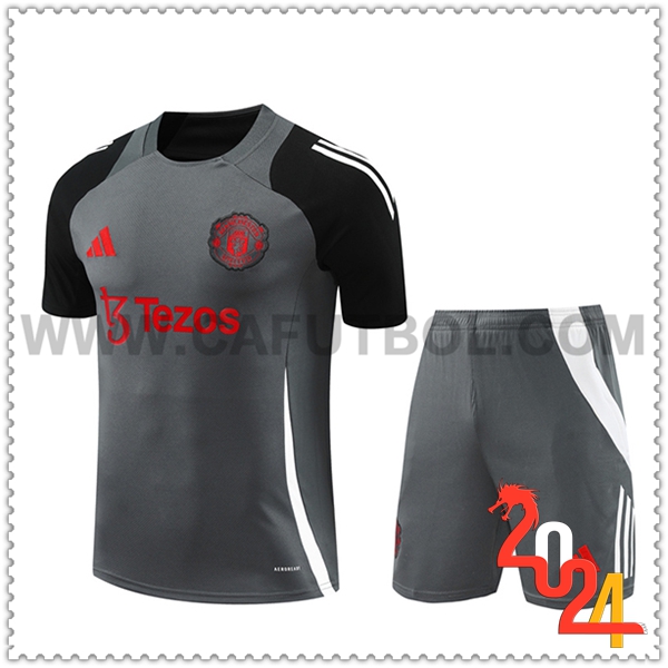Kit Maglia Allenamento Manchester United Grigio/Nero 2024 2025