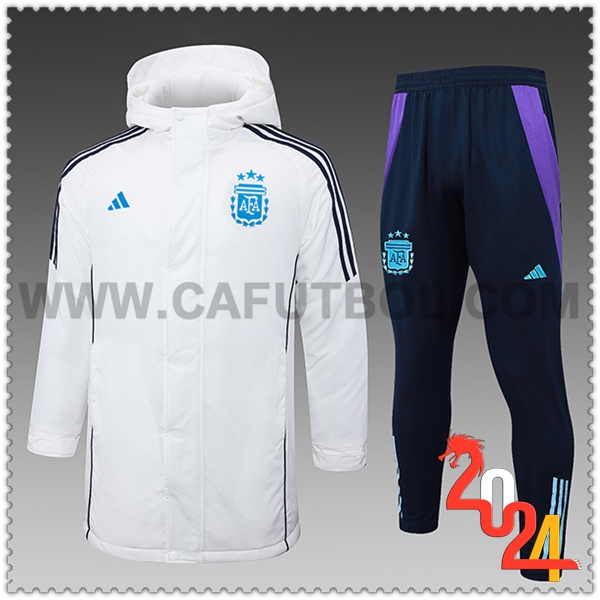 Tuta Piumino Con Cappuccio Argentina Bianco/Nero/Blu 2024 2025
