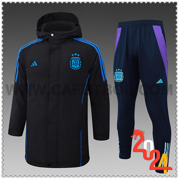 Tuta Piumino Con Cappuccio Argentina Nero/Blu 2024 2025