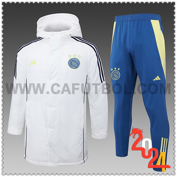 Tuta Piumino Con Cappuccio Ajax Bianco/Nero 2024 2025