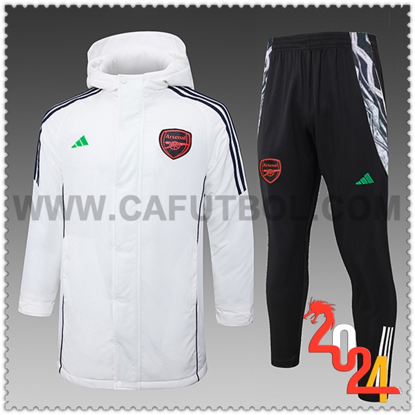 Tuta Piumino Con Cappuccio Arsenal Bianco/Nero 2024 2025