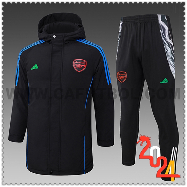 Tuta Piumino Con Cappuccio Arsenal Nero/Blu 2024 2025