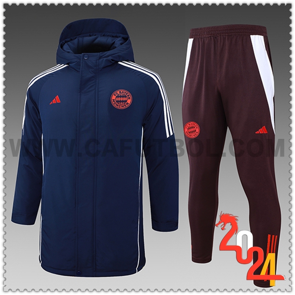 Tuta Piumino Con Cappuccio Bayern Monaco Blu/Bianco/Rosso 2024 2025 -02