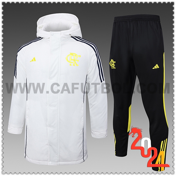 Tuta Piumino Con Cappuccio Flamengo Bianco/Nero/Giallo 2024 2025