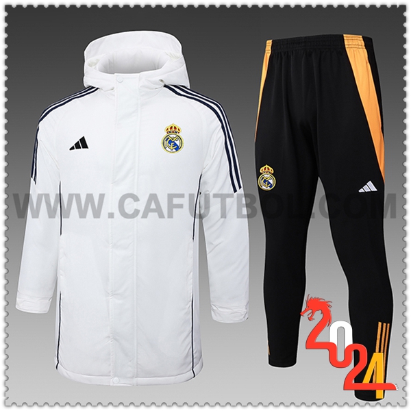 Tuta Piumino Con Cappuccio Real Madrid Bianco/Nero/Arancia 2024 2025