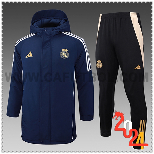 Tuta Piumino Con Cappuccio Real Madrid Blu/Bianco/Giallo 2024 2025