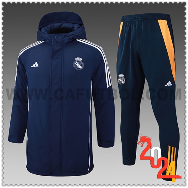 Tuta Piumino Con Cappuccio Real Madrid Blu/Bianco/Arancia 2024 2025