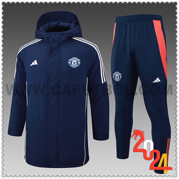Tuta Piumino Con Cappuccio Manchester United Blu/Bianco/Arancia 2024 2025