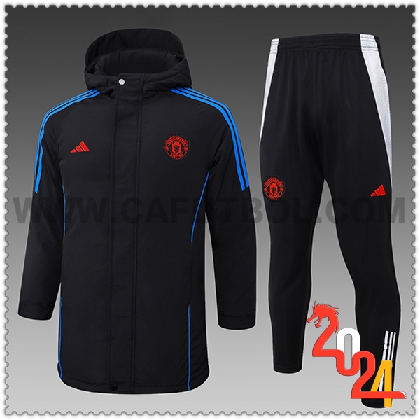 Tuta Piumino Con Cappuccio Manchester United Blu/Bianco/Bianco 2024 2025