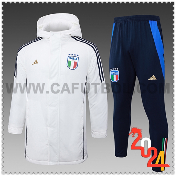 Tuta Piumino Con Cappuccio Italia Bianco/Nero 2024 2025