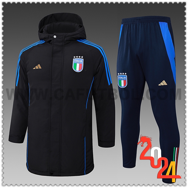 Tuta Piumino Con Cappuccio Italia Nero/Blu 2024 2025