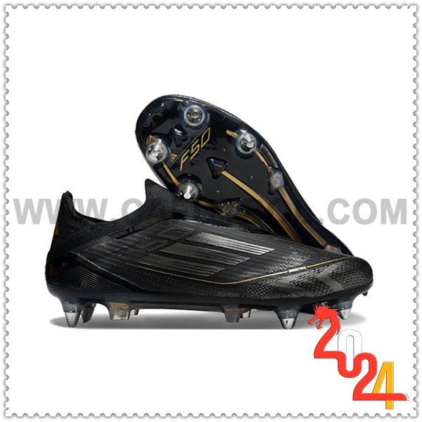 Adidas Scarpe da Calcio F50 Elite Laceless SG Nero/Giallo