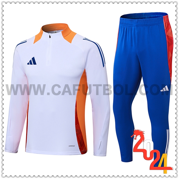 Tuta Allenamento Adidas Bianco/Arancia/Blu 2024 2025