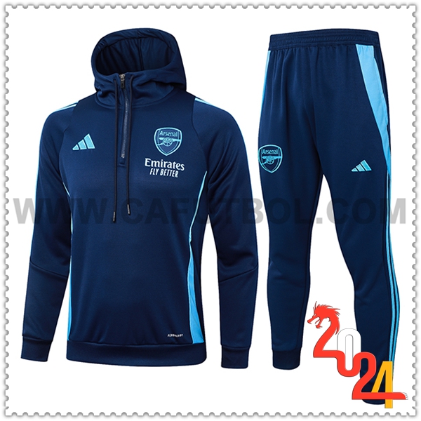 Felpa Con Cappuccio Tuta Arsenal Blu Reale 2024 2025