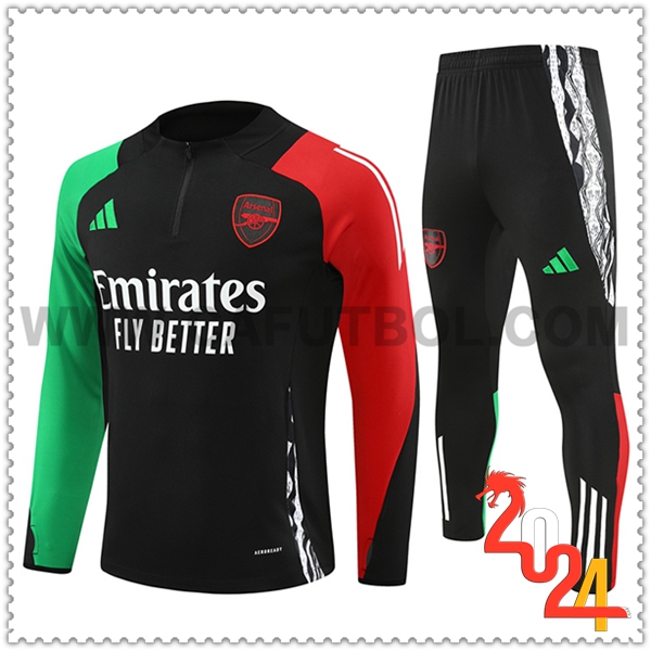 Tuta Allenamento Arsenal Nero/Verde/Rosso 2024 2025 -03