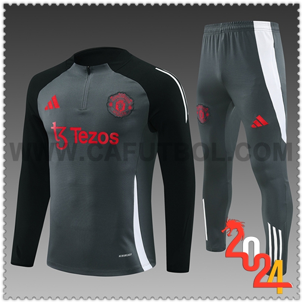 Tuta Allenamento Manchester United Bambino Grigio/Nero/Bianco 2024 2025