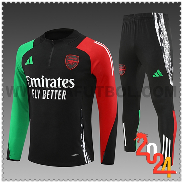 Tuta Allenamento Arsenal Bambino Nero/Verde/Rosso 2024 2025 -03
