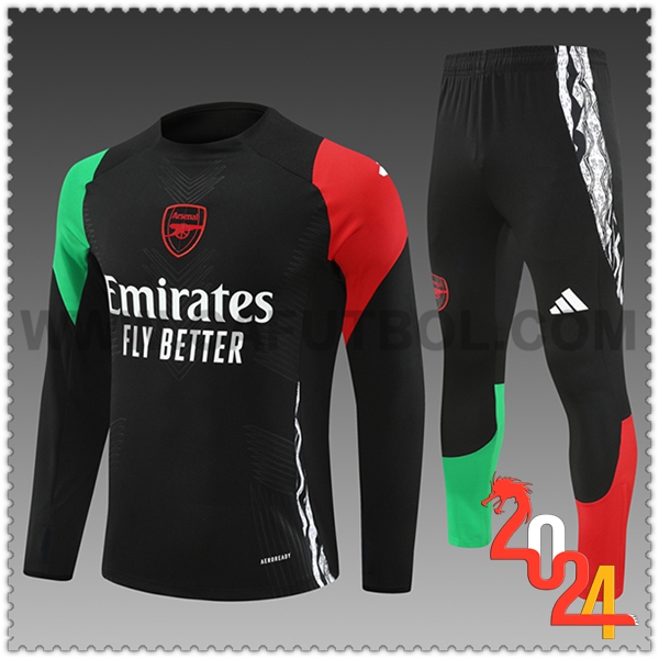 Tuta Allenamento Arsenal Bambino Nero/Verde/Rosso 2024 2025 -04